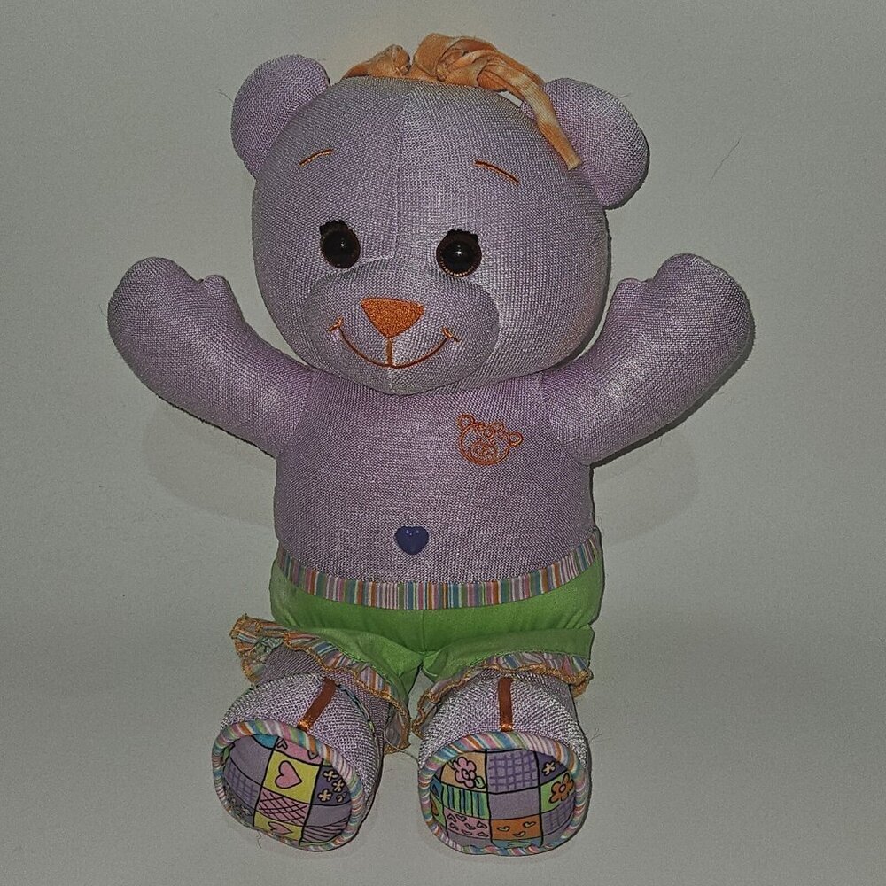 VTG Doodle Bear Plush 16" Stuffed Animal Toy Purple Green READ